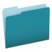 Pendaflex PFX15213TEA Colored File Folders, 1/3-Cut Tabs, Letter Size, Teal/Light Teal, 100/Box