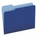 Pendaflex PFX15213NAV Colored File Folders, 1/3-Cut Tabs, Letter Size, Navy Blue/Light Blue, 100/Box