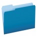 Pendaflex PFX15213BLU Colored File Folders, 1/3-Cut Tabs, Letter Size, Blue/Light Blue, 100/Box
