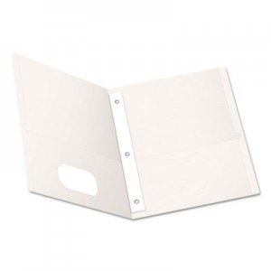 Oxford OXF57704 Twin-Pocket Folders with 3 Fasteners, Letter, 1/2" Capacity, White, 25/Box