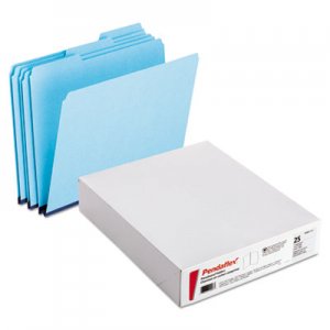Pendaflex PFX9200T13 Pressboard Expanding File Folders, 1/3 Cut Top Tab, Letter, Blue, 25/Box