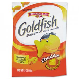 Pepperidge Farm PPF13539 Goldfish Crackers, Cheddar, Single-Serve Snack, 1.5oz Bag, 72/Carton