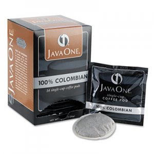 Java One JAV30200 Coffee Pods, Colombian Supremo, Single Cup, 14/Box