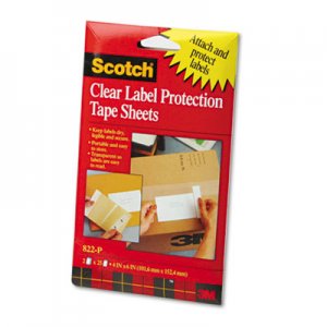 Scotch MMM822P Pad Label Protection Tape Sheets, 4 x 6, Clear, 25/Pad, 2 Pads/Pack