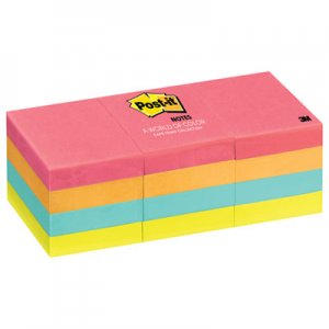 Post-it Notes MMM653AN Original Pads in Cape Town Colors, 1 1/2 x 2, 100/Pad, 12 Pads/Pack