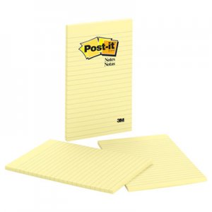 Post-it Notes MMM663YW Original Pads in Canary Yellow, Lined, 5 x 8, 50-Sheet, 2/Pack