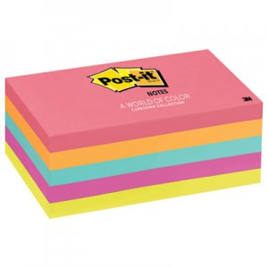 Post-it Notes MMM6555PK Original Pads in Cape Town Colors, 3 x 5, 100/Pad, 5 Pads/Pack