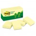 Post-it Greener Notes MMM653RPYW Recycled Note Pads, 1 1/2 x 2, Canary Yellow, 100-Sheet, 12/Pack