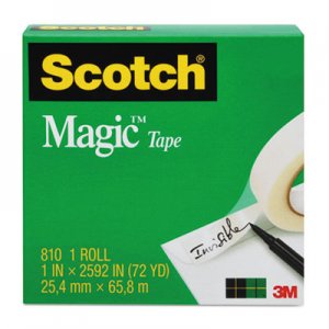 Scotch MMM81011296 Magic Tape, 1" x 1296", 1" Core, Clear