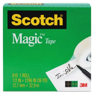 Scotch MMM810341296 Magic Tape, 3/4" x 1296", 1" Core, Clear