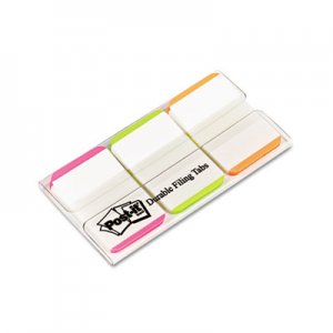 Post-it Tabs MMM686LPGO File Tabs, 1 x 1 1/2, Lined, Assorted Fluorescent Colors, 66/Pack
