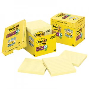 Post-it Notes Super Sticky MMM67512SSCP Canary Yellow Note Pads, 4 x 4, Lined, 90/Pad, 12 Pads/Pack