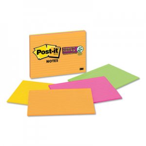 Post-it Notes Super Sticky MMM6845SSPL Meeting Notes in Rio de Janeiro Colors, Lined, 8 x 6, 45-Sheet, 4