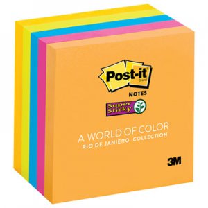 Post-it Notes Super Sticky MMM6545SSUC Pads in Rio de Janeiro Colors, 3 x 3, 90/Pad, 5 Pads/Pack