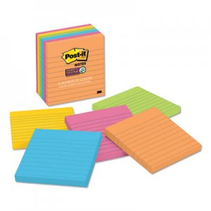 Post-it Notes Super Sticky MMM6756SSUC Pads in Rio de Janeiro Colors, Lined, 4 x 4, 90-Sheet Pads, 6