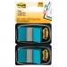 Post-it Flags MMM680BB2 Standard Page Flags in Dispenser, Bright Blue, 100 Flags/Dispenser