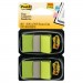 Post-it Flags MMM680BG2 Standard Page Flags in Dispenser, Bright Green, 100 Flags/Dispenser