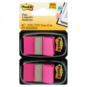 Post-it Flags MMM680BP2 Standard Page Flags in Dispenser, Bright Pink, 100 Flags/Dispenser