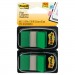 Post-it Flags MMM680GN2 Standard Page Flags in Dispenser, Green, 100 Flags/Dispenser