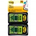 Post-it Flags MMM680SD2 Arrow Message 1" Page Flags, "Sign and Date", Green, 2 50-Flag Dispensers/Pack