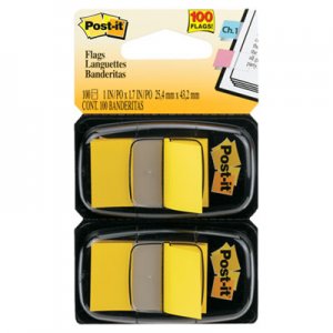 Post-it Flags MMM680YW2 Standard Page Flags in Dispenser, Yellow, 100 Flags/Dispenser
