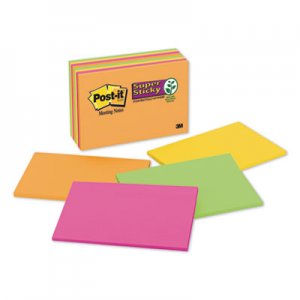 Post-it Notes Super Sticky MMM6445SSP Meeting Notes in Rio de Janeiro Colors, 6 x 4, 45-Sheet, 8/Pack