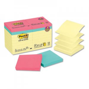 Post-it Pop-up Notes MMMR330144B Original Pop-up Notes Value Pack, 3 x 3, Canary/Cape Town, 100-Sheet