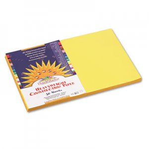 SunWorks 8407 Construction Paper, 58 lbs., 12 x 18, Yellow, 50 Sheets/Pack