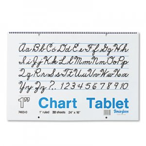 Pacon PAC74630 Chart Tablets w/Cursive Cover, Ruled, 24 x 16, White, 30 Sheets