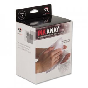 Read Right REARR1302 Ink Away Hand Cleaning Pads, Cloth, White, 72/Pack