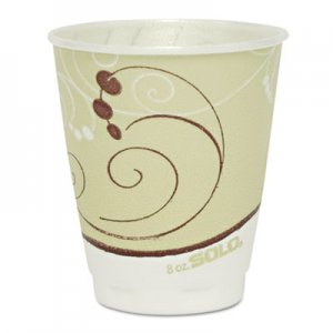 Dart SCCX8J8002 Symphony Design Trophy Foam Hot/Cold Drink Cups, 8 oz, Beige, 1000/Carton