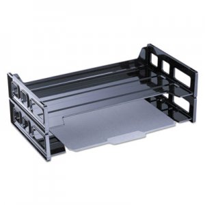 Universal UNV08101 Recycled Plastic Side Load Desk Trays, 2 Sections, Legal Size Files, 16.25" x 9" x 2.75