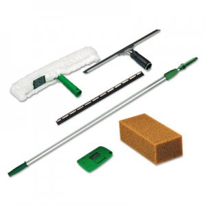 Unger PWK00 Pro Window Cleaning Kit w/8ft Pole, Scrubber, Squeegee, Scraper, Sponge