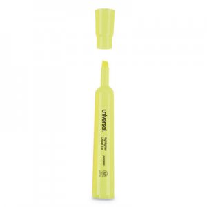 Universal UNV08861 Desk Highlighters, Chisel Tip, Fluorescent Yellow, Dozen