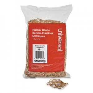 Universal UNV00116 Rubber Bands, Size 16, 0.04" Gauge, Beige, 1 lb Box, 1,900/Pack