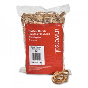 Universal UNV00162 Rubber Bands, Size 62, 0.04" Gauge, Beige, 1 lb Box, 490/Pack