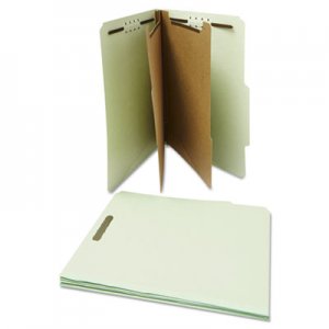 Universal UNV10273 Six--Section Pressboard Classification Folders, 2 Dividers, Letter Size, Gray-Green, 10/Box