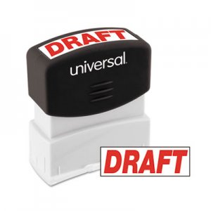 Universal UNV10049 Message Stamp, DRAFT, Pre-Inked One-Color, Red