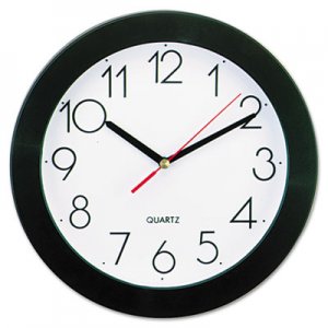 Universal UNV10421 Bold Round Wall Clock, 9.75" Overall Diameter, Black Case, 1 AA (sold separately)