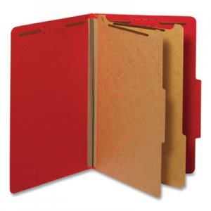 Universal UNV10313 Bright Colored Pressboard Classification Folders, 2 Dividers, Legal Size, Ruby Red, 10/Box