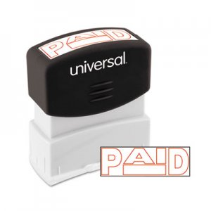 Universal UNV10062 Message Stamp, PAID, Pre-Inked One-Color, Red