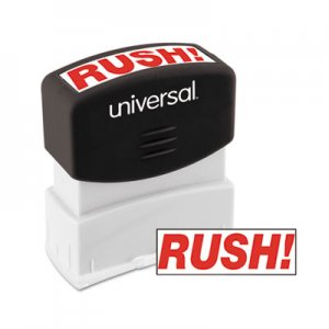 Universal UNV10069 Message Stamp, RUSH, Pre-Inked One-Color, Red
