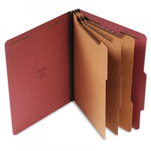 Universal UNV10290 Eight-Section Pressboard Classification Folders, 3 Dividers, Letter Size, Red, 10/Box