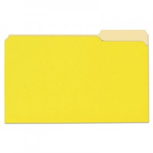 Universal UNV10524 Deluxe Colored Top Tab File Folders, 1/3-Cut Tabs, Legal Size, Yellowith Light Yellow, 100/Box