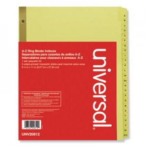 Universal UNV20812 Deluxe Preprinted Plastic Coated Tab Dividers with Black Printing, 25-Tab, A to Z, 11 x 8.5