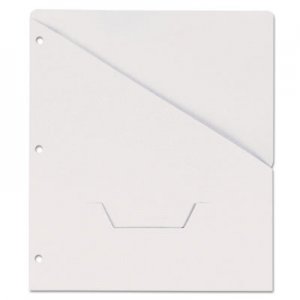 Universal UNV61687 Slash-Cut Pockets for Three-Ring Binders, Jacket, Letter, 11 Pt., White, 10/Pack