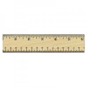Universal UNV59021 Flat Wood Ruler w/Double Metal Edge, 12", Clear Lacquer Finish