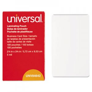 Universal UNV84642 Laminating Pouches, 5 mil, 3.75" x 2.25", Matte Clear, 100/Box