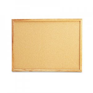 Universal UNV43602 Cork Board with Oak Style Frame, 24 x 18, Natural, Oak-Finished Frame