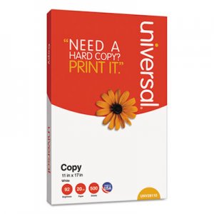 Universal UNV28110 Copy Paper, 92 Bright, 20 lb, 11 x 17, White, 500 Sheets/Ream, 5 Reams/Carton